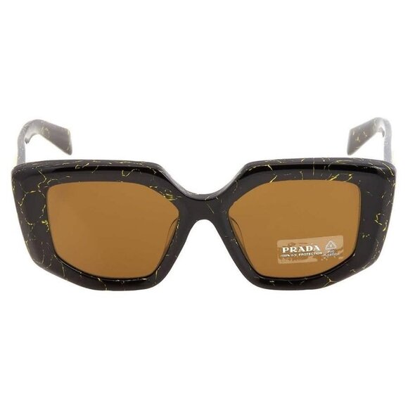 FX04979B Prada Dark Brown Irregular Ladies Sunglasses PR 14ZSF 19D01T 52 PR 14ZS - Picture 1 of 4